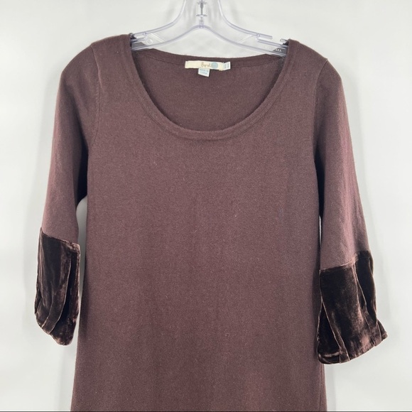 Boden brown dress velvet trim shift size 4 - Picture 2 of 8